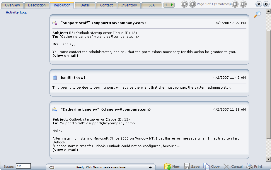 Help Desk Issue Tracking Software Web Based Activity Log